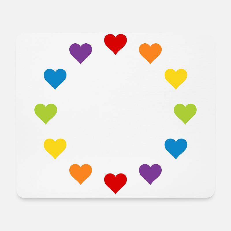 LGBT Gay Pride Herzen Regenbogen Europa Flagge EU - Mousepad (Querformat) - Weiß