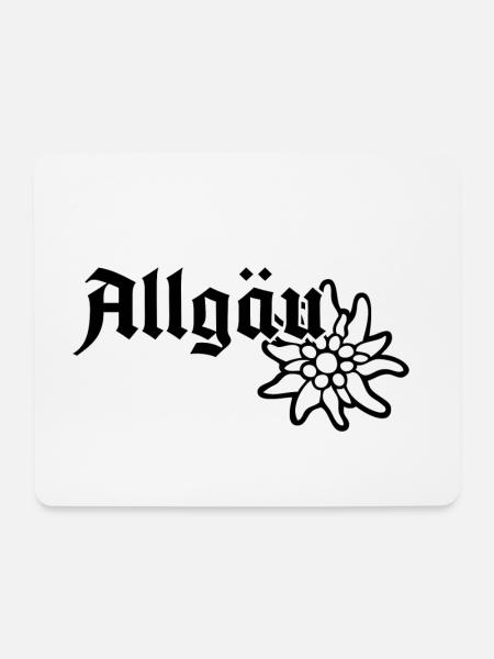 Allgäu Schriftzug mit Edelweiß - Allgäuer Design - Mousepad (Querformat) - Weiß