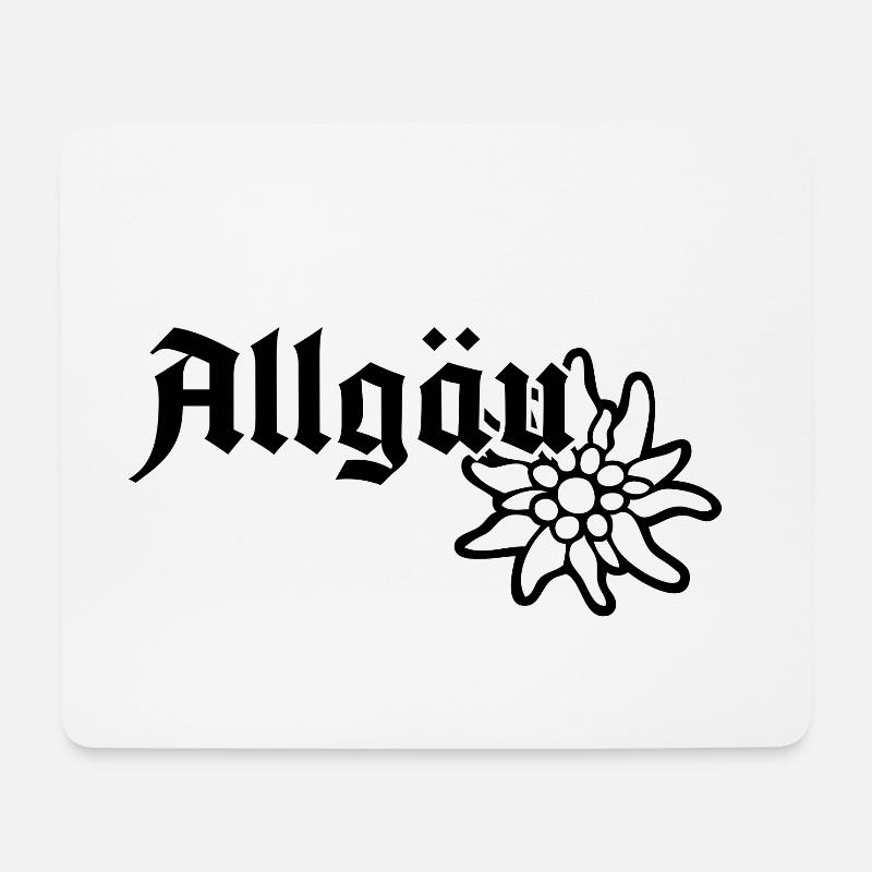Allgäu Schriftzug mit Edelweiß - Allgäuer Design - Mousepad (Querformat) - Weiß