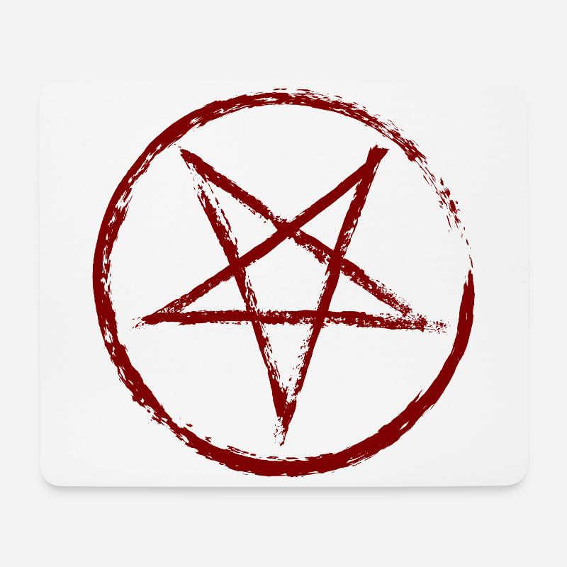 Pentagramm Rot - Mousepad (Querformat) - Weiß
