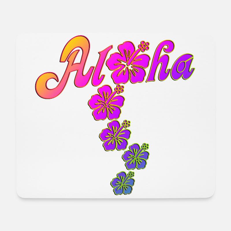 Aloha Hibiscus Blossoms - colored fill - Mousepad (Querformat) - Weiß