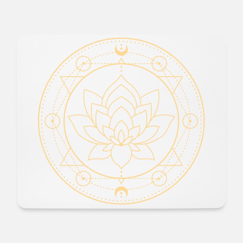 Lotus Lune Géométrie sacrée - Tapis de souris (format paysage) - blanc