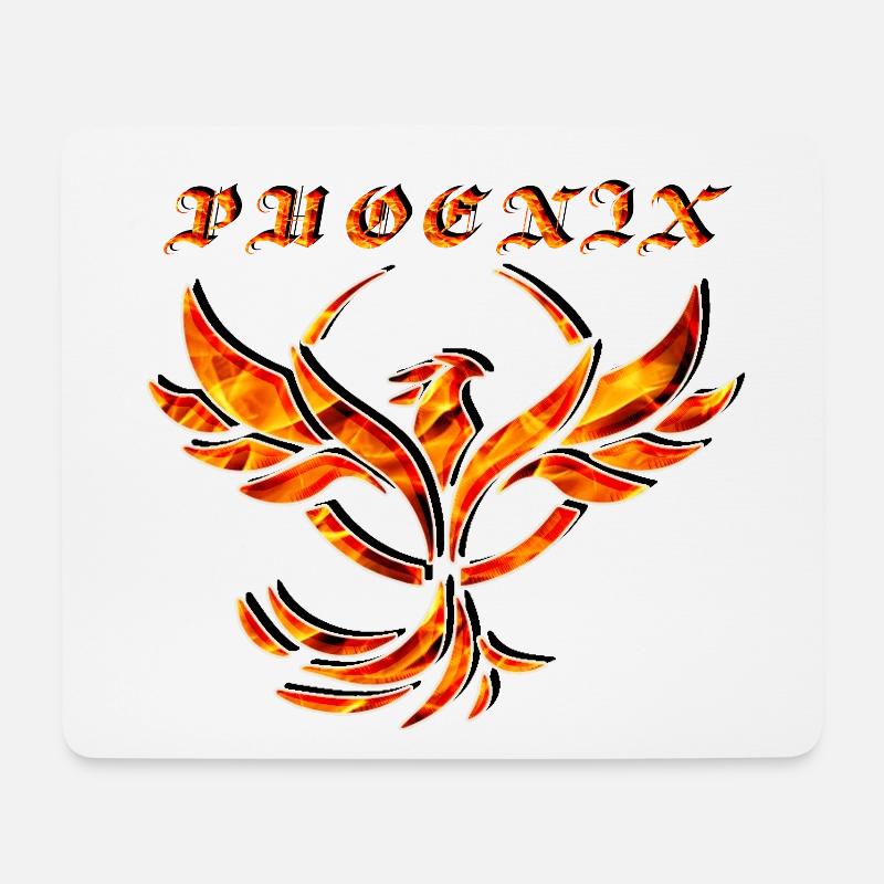 Flammender Phönix in Flammen - Mousepad (Querformat) - Weiß