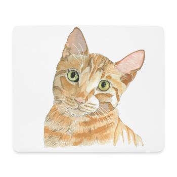 rote Katze - Mousepad (Querformat) - Weiß - Vorne