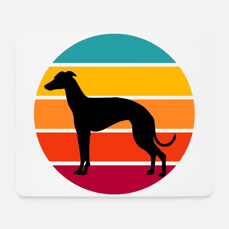 Retro Sunset Greyhound - Mousepad (Querformat) - Weiß