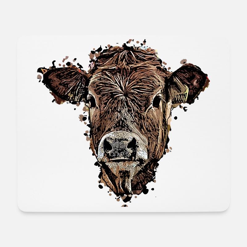 Vache - Tapis de souris (format paysage) - blanc