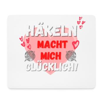 Häkeln macht mich glücklich! rosa Herz rot Herzen - Mousepad (Querformat) - Weiß - Vorne
