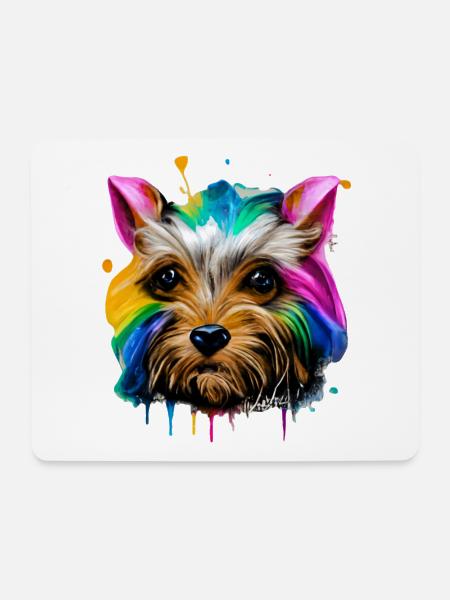 Yorkshire Terrier in Farbe - Mousepad (Querformat) - Weiß