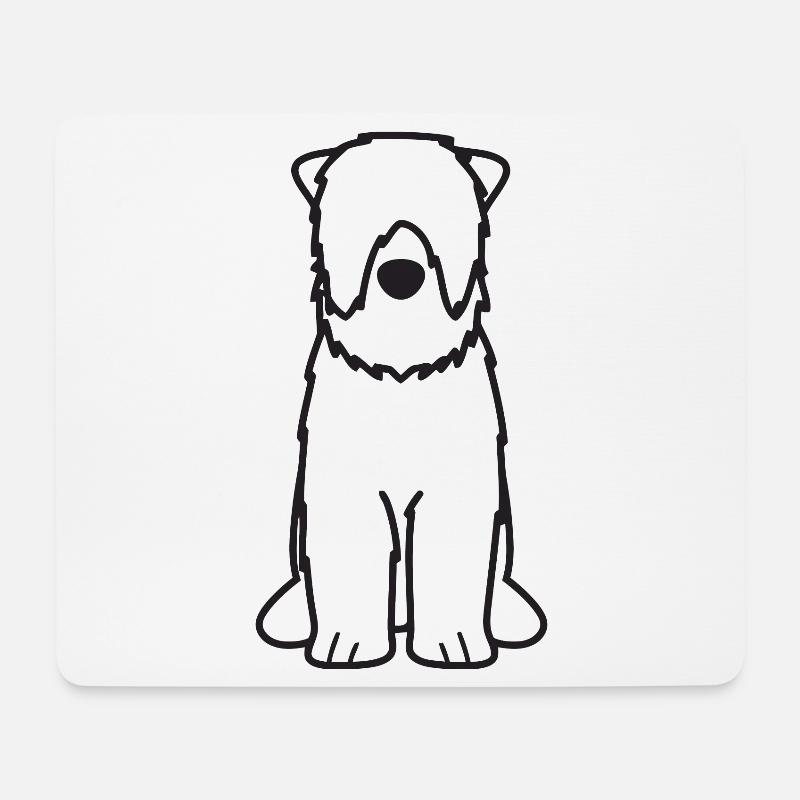 Schwarzer Russischer Terrier Hund Cartoon Kawaii Illustrat - Mousepad (Querformat) - Weiß