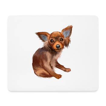 Russian Toy Dog Watercolor Illustration - Mouse Pad (horizontal) - white - Front