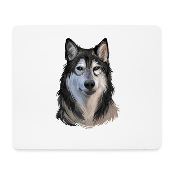 Tamaskan Hund Aquarell Kunst Illustration - Mousepad (Querformat) - Weiß - Vorne