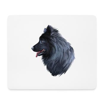 Illustration de l’aquarelle du chien lapphund suédois - Tapis de souris (format paysage) - blanc - Devant