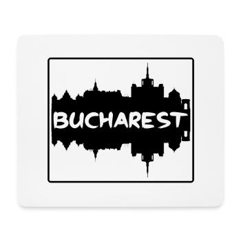 Bucarest Roumanie Skyline Silhouette Travel Souven - Tapis de souris (format paysage) - blanc - Devant