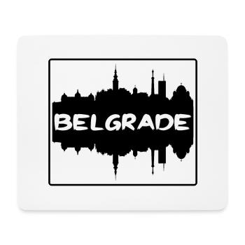 Belgrade Serbie Skyline Silhouette Souvenir de voyage - Tapis de souris (format paysage) - blanc - Devant