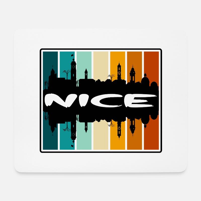 Nizza Frankreich Skyline Silhouette Reise Souvenir - Mousepad (Querformat) - Weiß