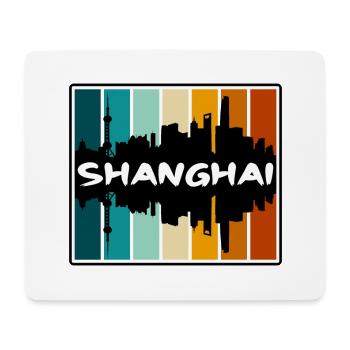 Shanghai Chine Skyline Silhouette Voyage Souvenir - Tapis de souris (format paysage) - blanc - Devant