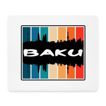 Bakou Azerbaïdjan Skyline Silhouette Souvenir de voyage - Tapis de souris (format paysage) - blanc - Devant
