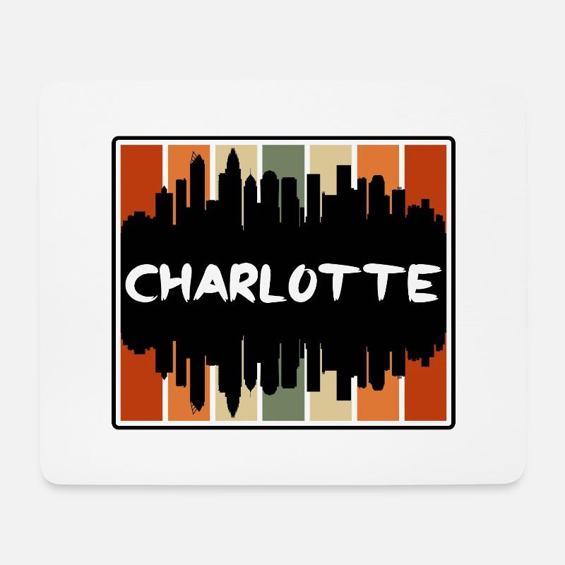 Charlotte North Carolina Usa Skyline Silhouette Tr - Mousepad (Querformat) - Weiß