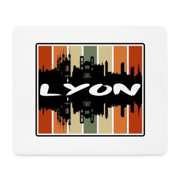 Lyon France Skyline Silhouette Voyage Souvenir - Tapis de souris (format paysage) - blanc - Devant