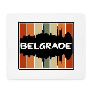 Belgrade Serbie Skyline Silhouette Souvenir de voyage - Tapis de souris (format paysage) - blanc - Devant