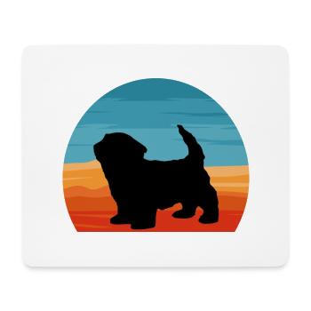Havenese Dog Lover Silhouette Vintage Sunset - Tapis de souris (format paysage) - blanc - Devant