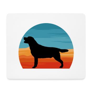 Labrador Dog Lover Silhouette Vintage Sunset - Tapis de souris (format paysage) - blanc - Devant
