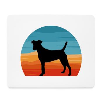 Chilean Fox Terrier Dog Silhouette Retro Sunset - Mouse Pad (horizontal) - white - Front