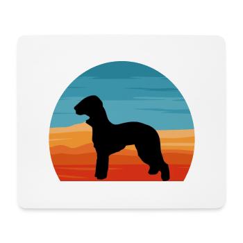 Bedlington Terrier Dog Silhouette Retro Sunset - Mouse Pad (horizontal) - white - Front