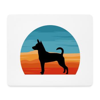Decker Rat Terrier Dog Silhouette Retro Sunset - Tapis de souris (format paysage) - blanc - Devant