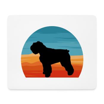 Bouvier Des Flandres Dog Silhouette Retro Coucher de Soleil - Tapis de souris (format paysage) - blanc - Devant