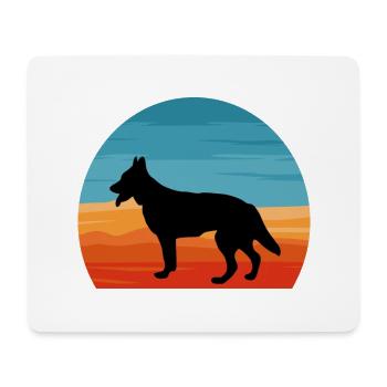 Berger Blanc Suisse Hundesilhouette Retro Sonnenuntergang - Mousepad (Querformat) - Weiß - Vorne