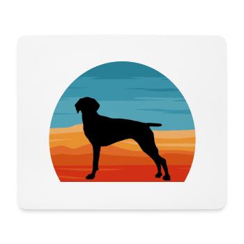 Old Danish Pointer Dog Silhouette Retro Sunset - Mouse Pad (horizontal) - white - Front
