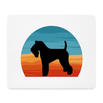 Kerry Blue Terrier Hund Silhouette Retro Sonnenuntergang - Mousepad (Querformat) - Weiß - Vorne