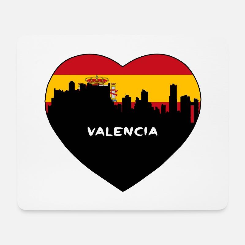 Valencia Spanien Flagge Skyline Reise Souvenir - Mousepad (Querformat) - Weiß