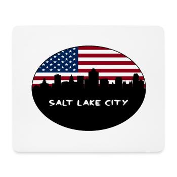 Salt Lake City Utah USA Flag Skyline Travel Souven - Tapis de souris (format paysage) - blanc - Devant