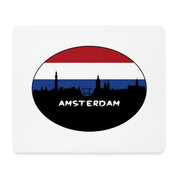 Amsterdam Niederlande Flagge Skyline Silhouette Trav - Mousepad (Querformat) - Weiß - Vorne