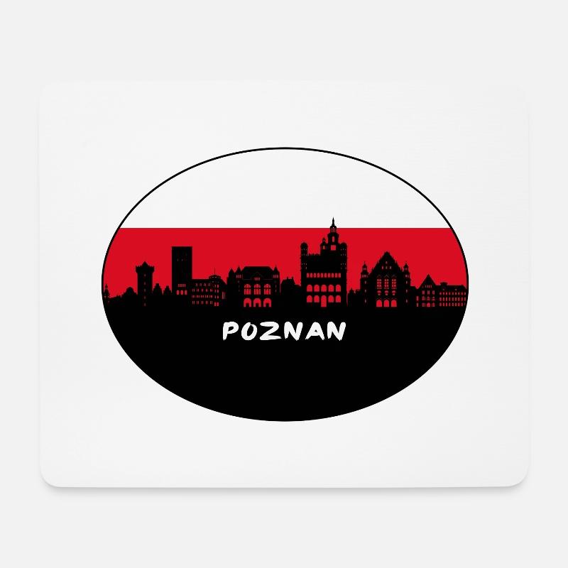 Posen Polen Flagge Skyline Silhouette Reisen - Mousepad (Querformat) - Weiß