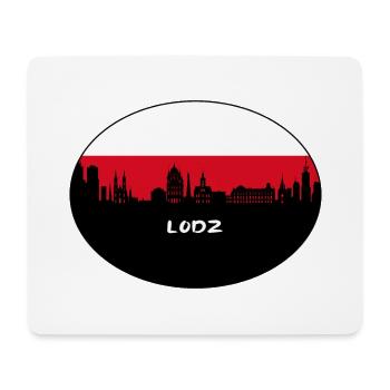 Lodz Pologne Flag Skyline Silhouette Voyage - Tapis de souris (format paysage) - blanc - Devant