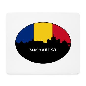 Bucarest Roumanie Drapeau Skyline Silhouette Travel - Tapis de souris (format paysage) - blanc - Devant