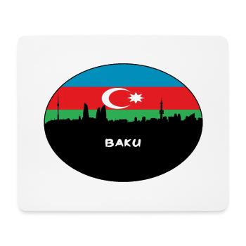 Bakou Azerbaïdjan Drapeau Skyline Silhouette Travel - Tapis de souris (format paysage) - blanc - Devant