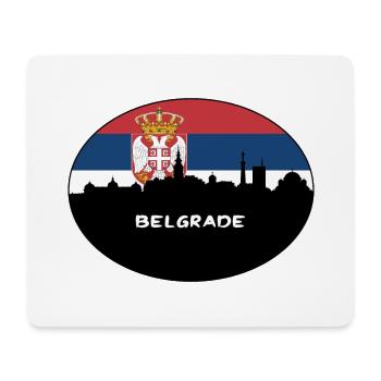 Belgrade Serbie Drapeau Skyline Voyage Silhouette - Tapis de souris (format paysage) - blanc - Devant