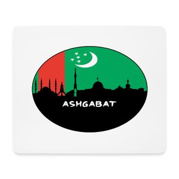 Aschgabat Turkmenistan-Flaggen-Skyline-Schattenbild Trav - Mousepad (Querformat) - Weiß - Vorne