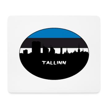 Tallinn Estonie Drapeau Skyline Voyage Silhouette - Tapis de souris (format paysage) - blanc - Devant