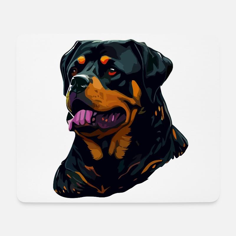 Rottweiler Hunderasse Kopf Cartoon Illustration - Mousepad (Querformat) - Weiß