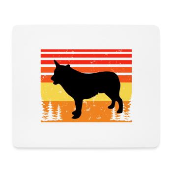 Bouvier australien Love Silhouette Retro Sunset - Tapis de souris (format paysage) - blanc - Devant
