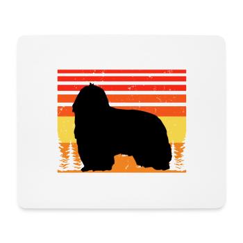 Collie barbu amoureux des chiens Silhouette Vintage Coucher de soleil - Tapis de souris (format paysage) - blanc - Devant