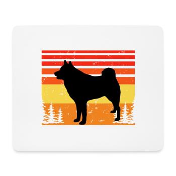 Finnischer Spitz Hundeliebhaber Silhouette Vintage Sonnenuntergang - Mousepad (Querformat) - Weiß - Vorne