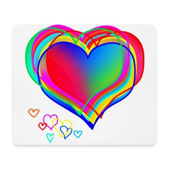 Herzdesign bunt abstrakt Valentinstag - Mousepad (Querformat) - Weiß - Vorne