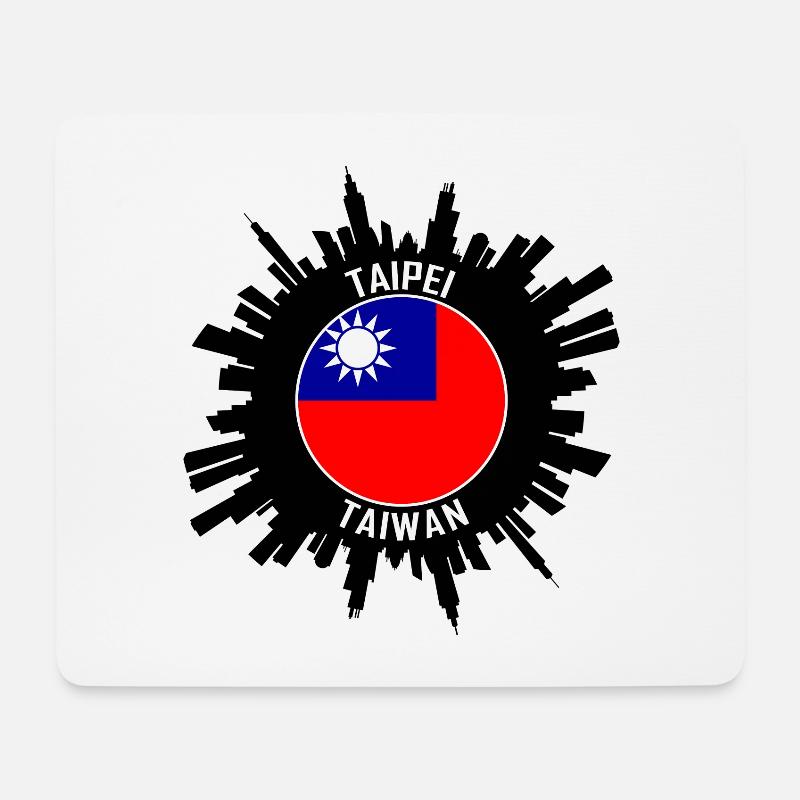 Taipeh Skyline Taiwan Flagge Reise Souvenir - Mousepad (Querformat) - Weiß