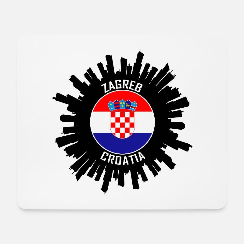 Zagreb Skyline Kroatien Flagge Reise Souvenir - Mousepad (Querformat) - Weiß